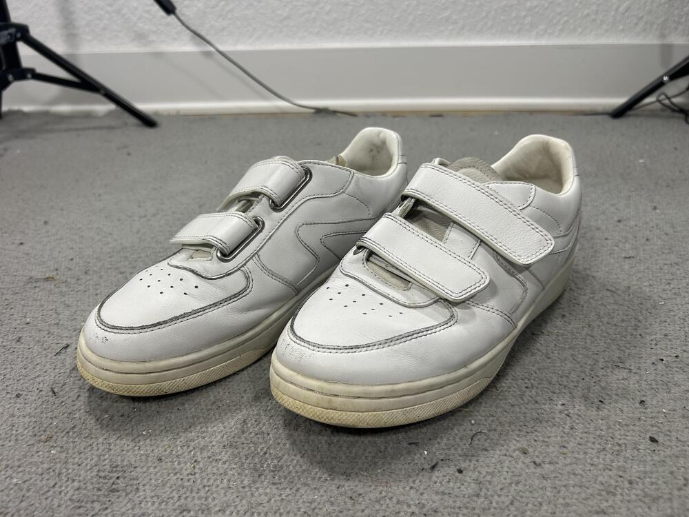 Rag & Bone Retro Court Strap Shoes Womens Size 8 White Leather Hook Loop Sneaker